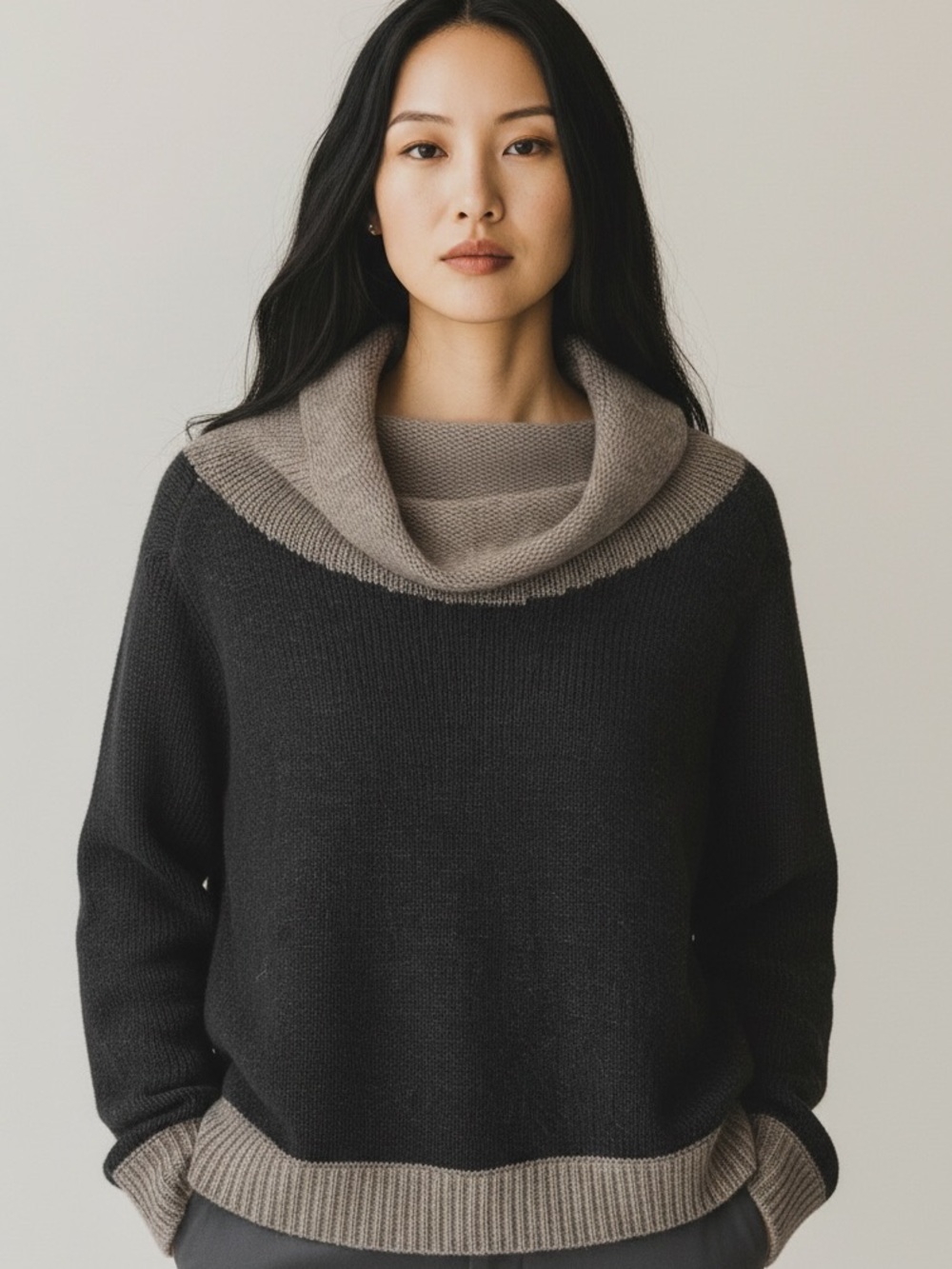 EILEEN FISHER YAK AND WOOL BLEND COWL NECK SWEATER SZ SMALL